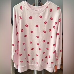 Colsie Pink Lip Print Women's Sweater